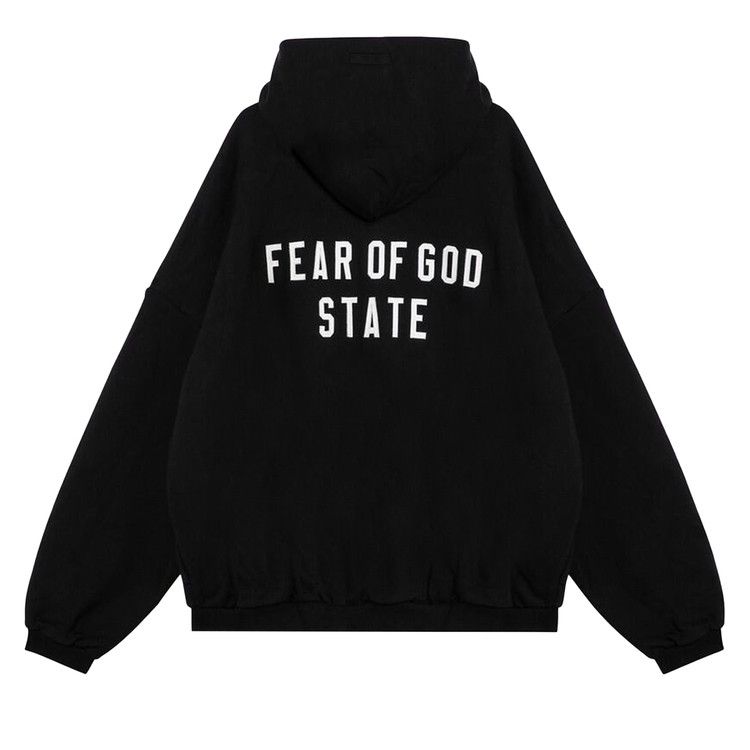 Fear Of God Essentials Hoodie Black Heavy Fleece Full Zip (FW24)