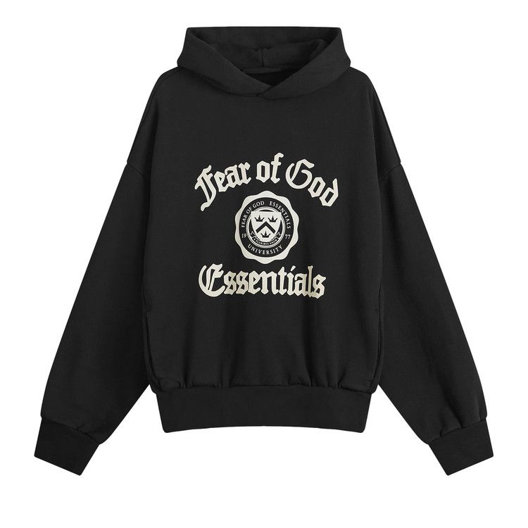 Fear Of God Essentials Hoodie Black Fleece Vintage Shrunken (FW24)