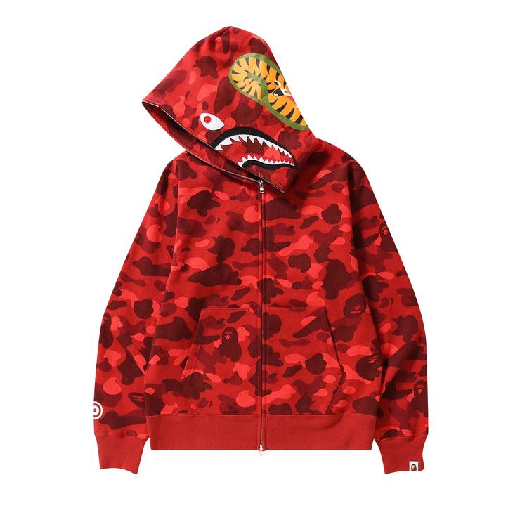 BAPE Color Camo Shark Full Zip Hoodie Red