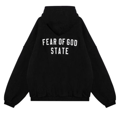 Fear Of God Essentials Hoodie Black Heavy Fleece Full Zip (FW24)