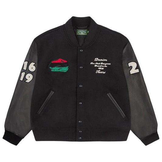 Denim Tears Peace Wreath Varsity Jacket Black