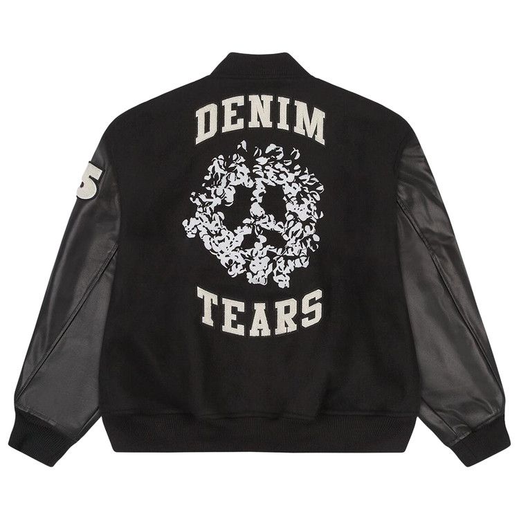 Denim Tears Peace Wreath Varsity Jacket Black