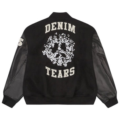 Denim Tears Peace Wreath Varsity Jacket Black