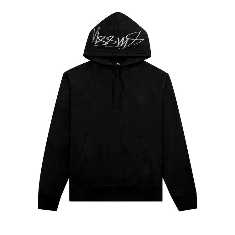 Stussy Hood Embroidered Hoodie Black