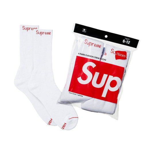 Supreme x Hanes Crew Socks (4 Pack) White