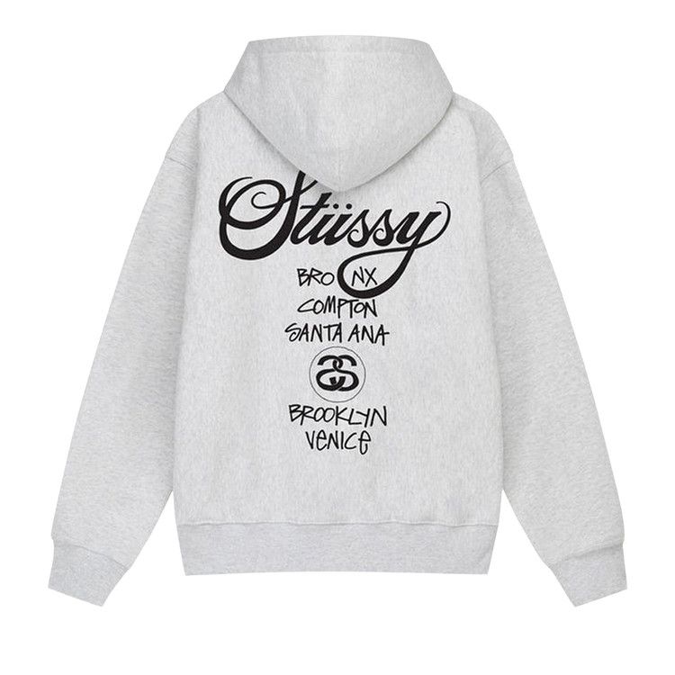 Stussy World Tour Zip Hoodie Ash Heather