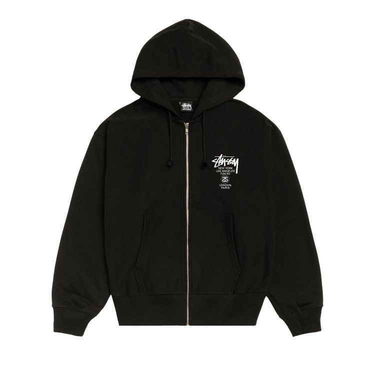 Stussy World Tour Zip Hoodie Black
