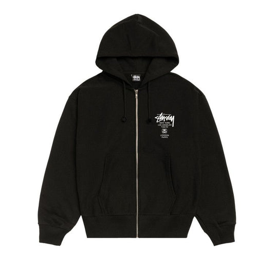 Stussy World Tour Zip Hoodie Black