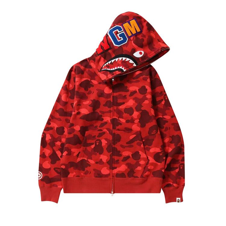 BAPE Color Camo Shark Full Zip Hoodie Red