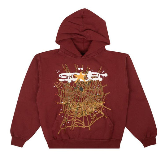 Sp5der Web Logo Hoodie Maroon
